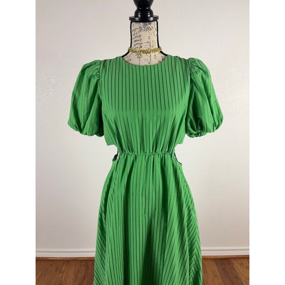 B1 English Factory Stripe Cutout Midi Dress M Romantic Cottagecore Picnic - Picture 3 of 7